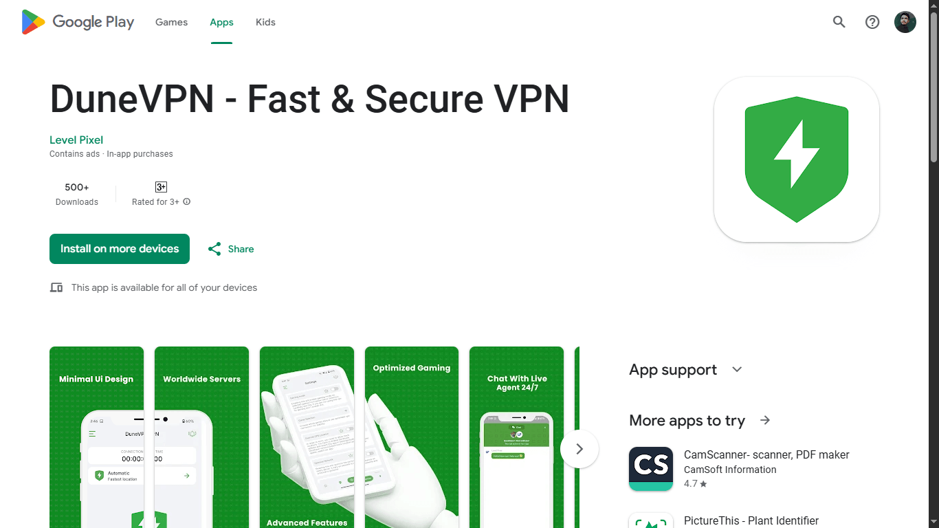 Express backend for dunevpn